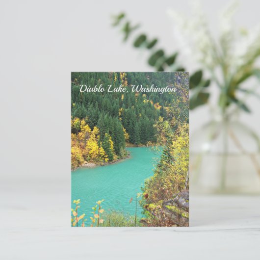 ターコイズグリーングラシャリーレイクイン秋はがき ポストカード (スタンド正面)