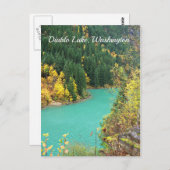 ターコイズグリーングラシャリーレイクイン秋はがき ポストカード (正面/裏面)