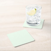 ターコイズグリーンソフト淡い色のホワイトパステル無地のカラー スクエアペーパーコースター (インサイチュ)