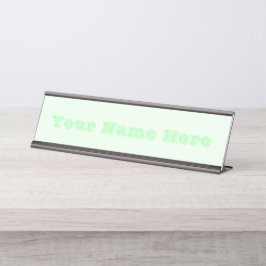 ターコイズグリーンソフト淡い色のホワイトパステル無地のカラー デスクネームプレート