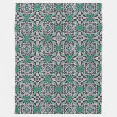 ターコイズグリーンティール（緑がかった色）ブルーお尻ボヘミアンバリアート フリースブランケット (正面)