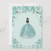 ターコイズグリーンフローラルプリンセスシルバーキンセアニエラ 招待状 (裏面)