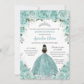 ターコイズグリーンフローラルプリンセスシルバークインセアニェラ 招待状 (正面)