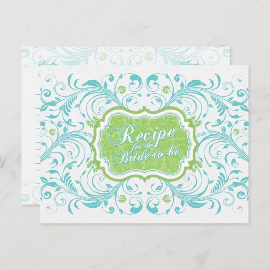ターコイズグリーンフローラレシピカード ポストカード (正面/裏面)