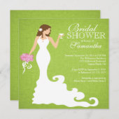 ターコイズグリーンブライモダンドワインブライダルシャワー 招待状 (正面/裏面)