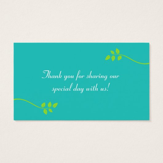 ターコイズグリーンブラウン白フローラ鳥類メッセージカード (裏面)