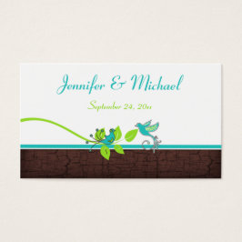 ターコイズグリーンブラウン白フローラ鳥類メッセージカード