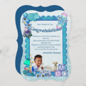 ターコイズグリーンブルーおめでとう サンキューカード (正面/裏面)