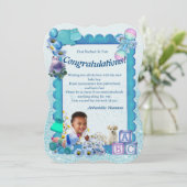ターコイズグリーンブルーおめでとう サンキューカード (スタンド正面)