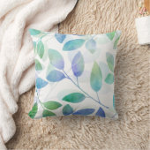 ターコイズグリーンブルーウォーター葉カラー クッション (ブランケット)