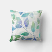 ターコイズグリーンブルーウォーター葉カラー クッション (裏面)