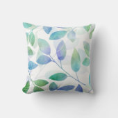 ターコイズグリーンブルーウォーター葉カラー クッション (正面)