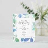 ターコイズグリーンブルーウォーター葉カラー 招待状 (スタンド正面)