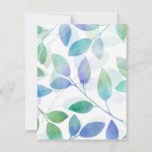ターコイズグリーンブルーウォーター葉カラー 招待状 (裏面)