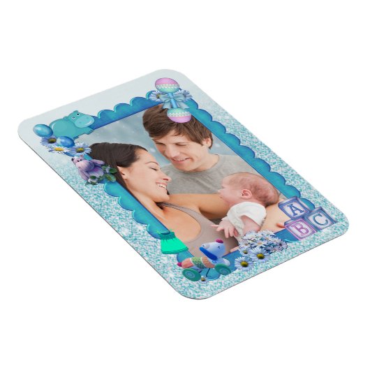 ターコイズグリーンブルーフォトフレーム マグネット (右側)