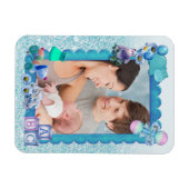 ターコイズグリーンブルーフォトフレーム マグネット (横)