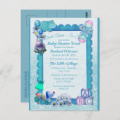 ターコイズグリーンブルーベビーシャワー ポストカード (正面/裏面)