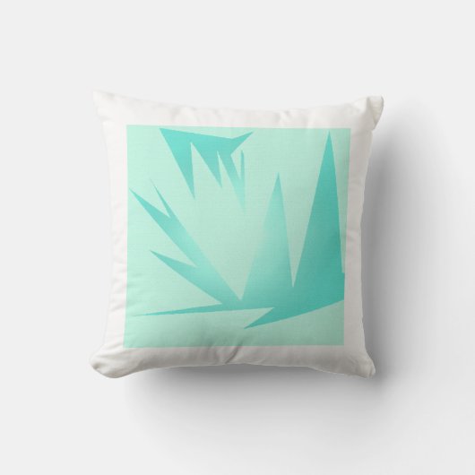 ターコイズグリーンブルー抽象芸術アート クッション (正面)
