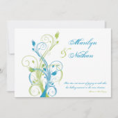 ターコイズグリーンホワイトフローラ結婚式招待状 招待状 (正面)
