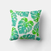 ターコイズグリーンモンステラ葉柄 クッション (裏面)