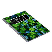 ターコイズグリーンリーフパターン | オーダーメイドスパイラル ノートブック (右側)