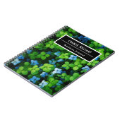 ターコイズグリーンリーフパターン | オーダーメイドスパイラル ノートブック (左側)