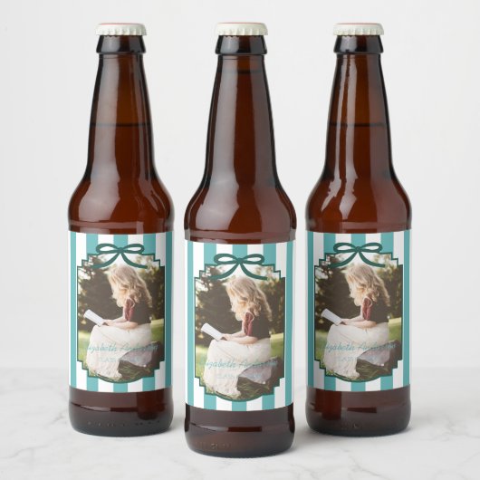 ターコイズグリーン卒業式 ビールラベル (ボトル)