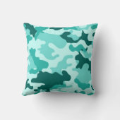 ターコイズグリーン迷彩柄装飾用クッション クッション (裏面)