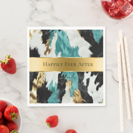 ターコイズグリーン金ゴールドブラックコウィド結婚ズ スタンダードランチョンナプキン (インサイチュ)