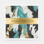 ターコイズグリーン金ゴールドブラックコウィド結婚ズ スタンダードランチョンナプキン (正面)