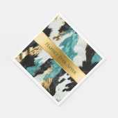 ターコイズグリーン金ゴールドブラックコウィド結婚ズ スタンダードランチョンナプキン (角)