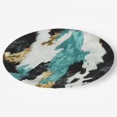 ターコイズグリーン金ゴールドブラックコウィド結婚ズ ペーパープレート (アングル)