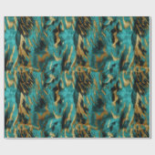 ターコイズグリーン金ゴールド牛革 ラッピングペーパー (フラット)