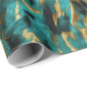 ターコイズグリーン金ゴールド牛革 ラッピングペーパー (ロールコーナー)