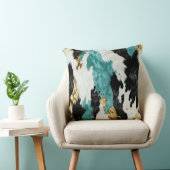 ターコイズグリーン金ゴールド白黒牛革 クッション (椅子)