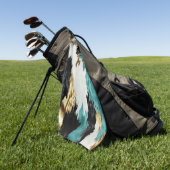 ターコイズグリーン金ゴールド白黒牛革 ゴルフタオル (グリーン)