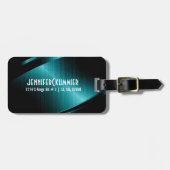 ターコイズグリーン金属デザイン ラゲッジタグ (正面横)