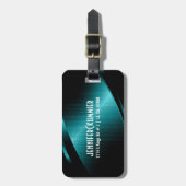 ターコイズグリーン金属デザイン ラゲッジタグ (正面縦)