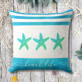ターコイズグリーン3ヒトデビーチライフスクリプトはっきりした クッション