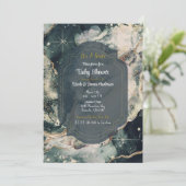 ターコイズグリーン コズミック ウォーターカラー ゴールド セレスチャル ベイビー 招待状 (スタンド正面)