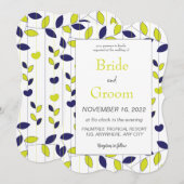 ターコイズグリーン トロピカル リーフ ウェディング 招待状 (正面/裏面)