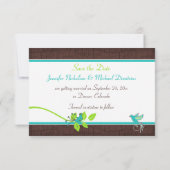 ターコイズグリーン ブラウン クラックル セーブ・ザ・デート カード (裏面)