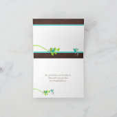 ターコイズグリーン ブラウン 花模様 鳥 ありがとうカード サンキューカード (内部)