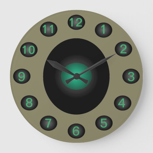 ターコイズグレイモダンホームデザイコンテンポラリーナー ラージ壁時計 (正面)