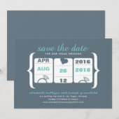 ターコイズグレイ スロットマシン 結婚式 Save the Date セーブザデート (正面/裏面)