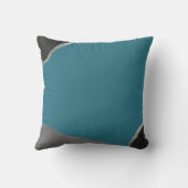 ターコイズグレイ&ブラックミニマル抽象芸術 クッション (裏面)