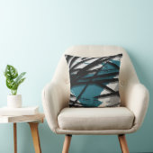 ターコイズグレーとブラック抽象芸術水彩 クッション (椅子)