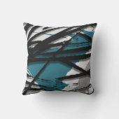 ターコイズグレーとブラック抽象芸術水彩 クッション (裏面)