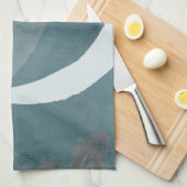 ターコイズグレーとホワイト抽象芸術水彩 キッチンタオル (四つ折り)
