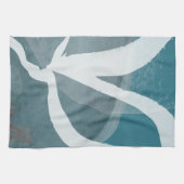 ターコイズグレーとホワイト抽象芸術水彩 キッチンタオル (横)